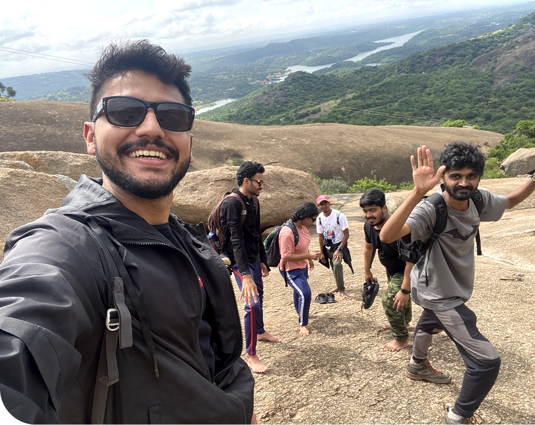 Mubeen hiking with friends