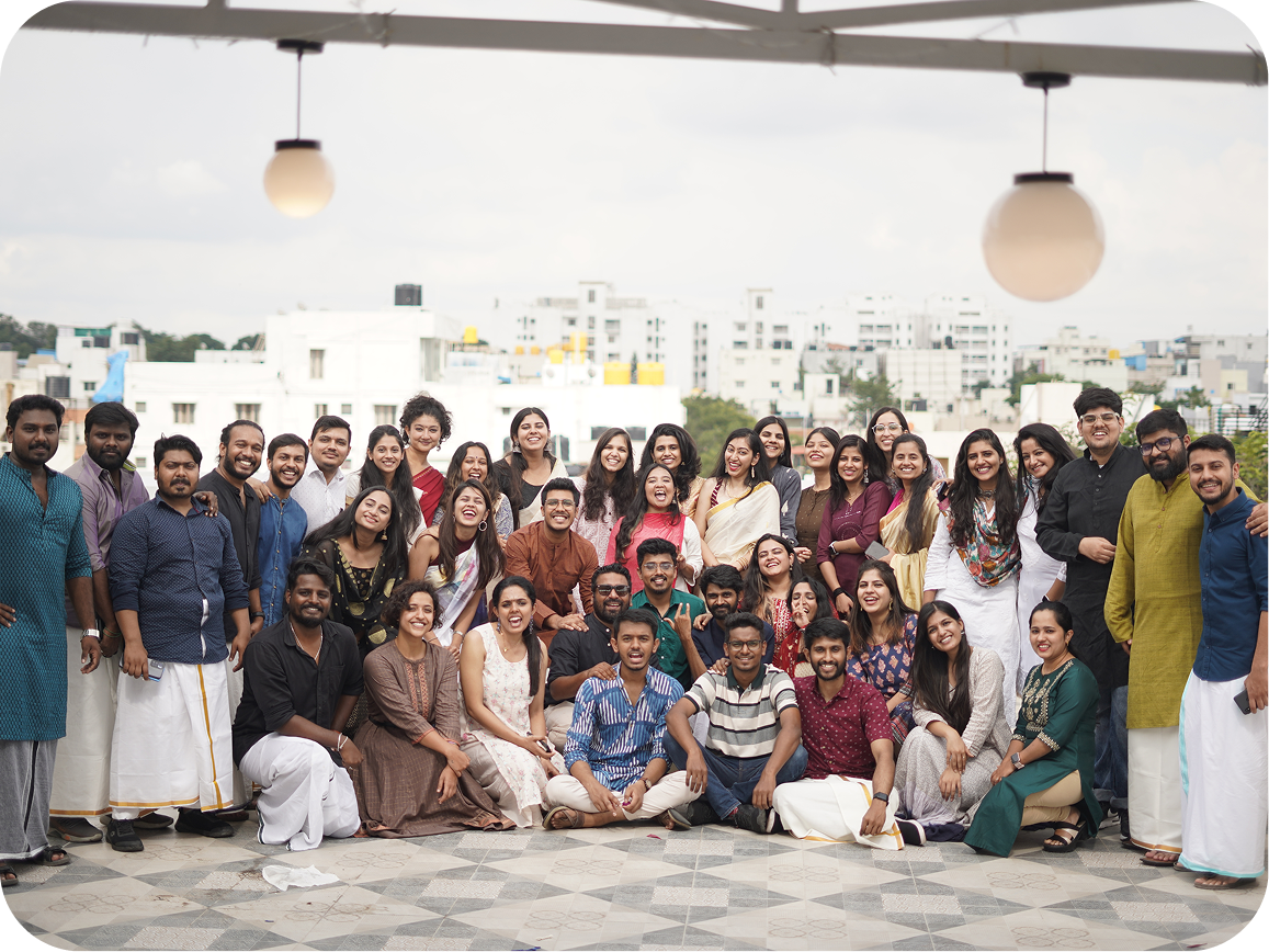 Mubeen with the team on a rooftop get-together